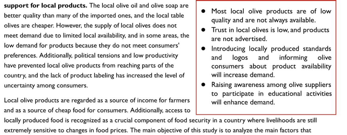Policy Brief - Demand Constraints For Local Olive Products